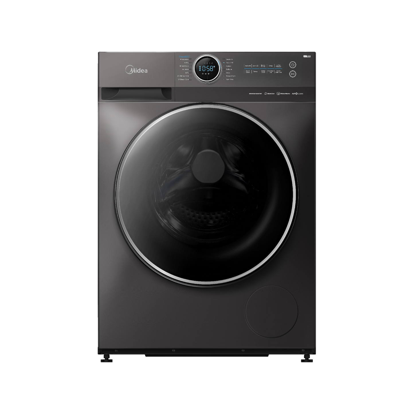 Midea MF200 Front Load Washing Machine 9kg 1400RPM Inverter Quattro Steam Turbo (MF200W90B-TT)